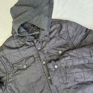 Distortion Quilted Jacket Men's Medium Fleece Hood Gorpcore Utility Pockets FLAW